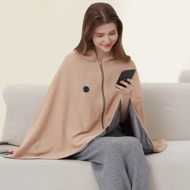 Skanto | CozyTherm Wear USB Oppvarmet Teppe å Bruke | 150 × 85 cm | 3 Temperaturnivåer | Maskinvaskbar & Bærbar