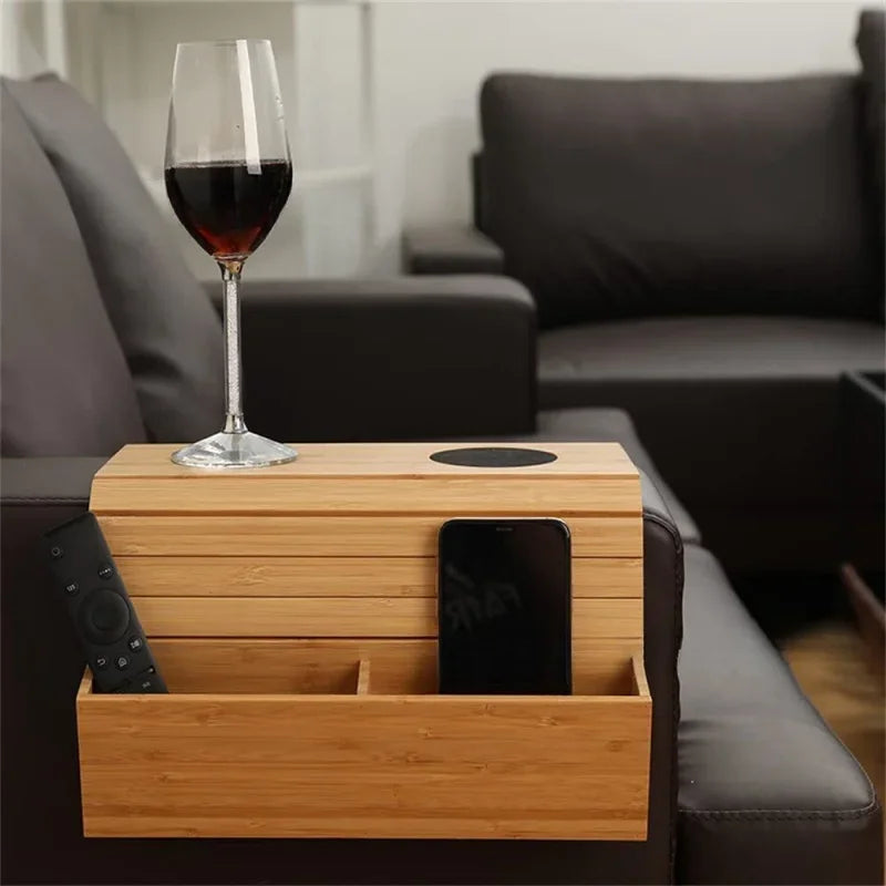 Minimalistisk bambus-sofa-armstøtte-organizer
