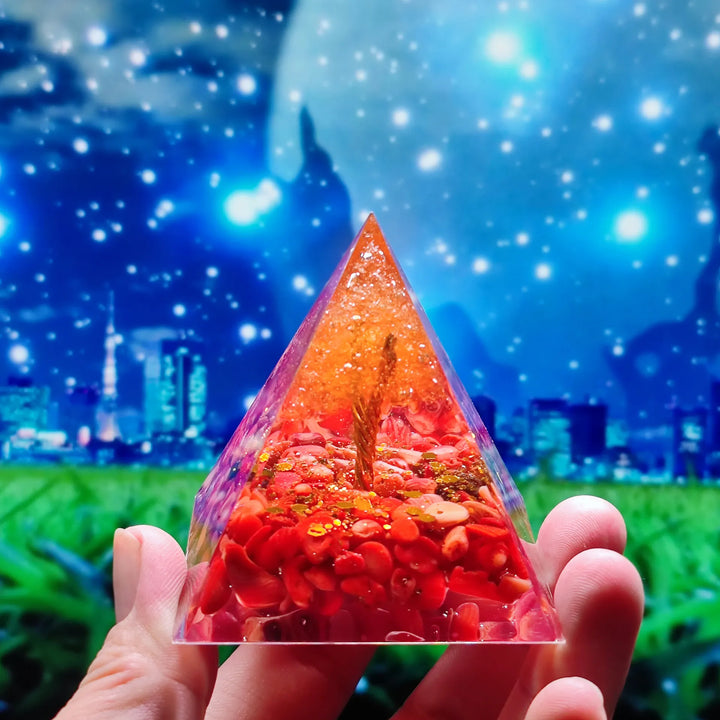 Skanto | Orgonitt-pyramide helbredelse krystaller energigenerator med ametyst pendel - Reiki chakra meditasjonsverktøy og romdekor