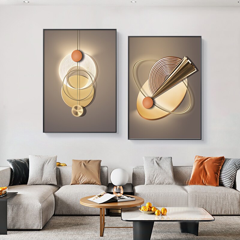 Nøytral stilig moderne estetikk Sol Måne Veggkunst fin kunst Lerretstrykk moderne bilder for luksuriøse leilighet stue Hjemmekontor dekor | Skanto