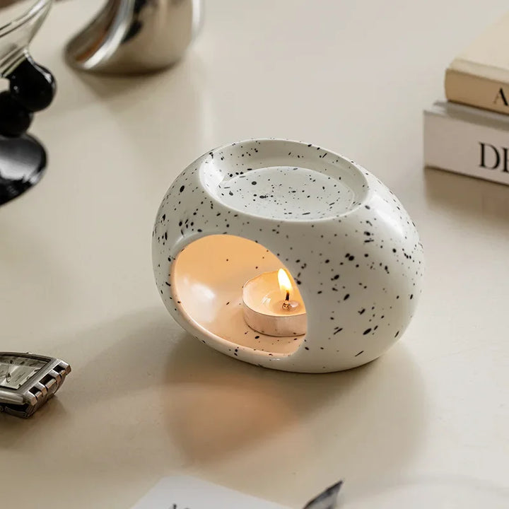 Skanto | Aroma Oven Scentura | Svart Keramisk Duftdiffuser | For Essensielle Oljer & Røkelsespinner | Spa & Hjem
