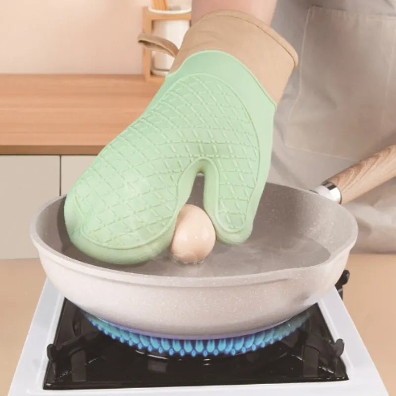 Skanto | ThermoGrip Silikon Kjøkkenhanske | Varmeresistent opp til 250 °C | Rutsji-fri & Forlenget | Antiskoldbeskyttelse for Ovnen & Grill