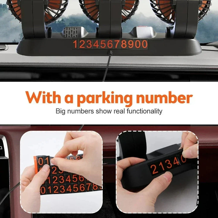 360° Justerbar 3-Hode Bilvifte USB/12V/24V – AirFlow | Skanto