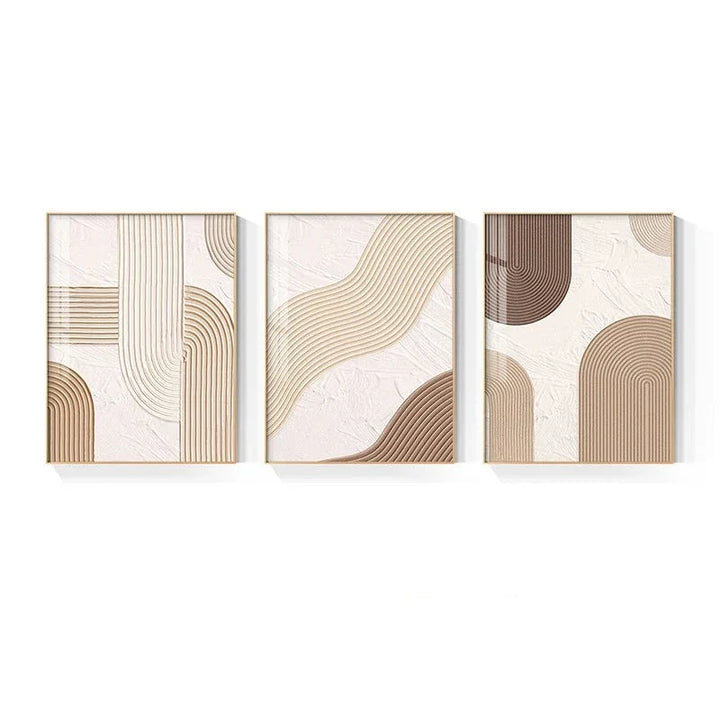 Moderne Abstrakt Beige Geometriske Linjer Veggkunst Fine Art Lerretsutskrifter Bilder For Stue Spisestue Hjemmekontor Dekor | Skanto