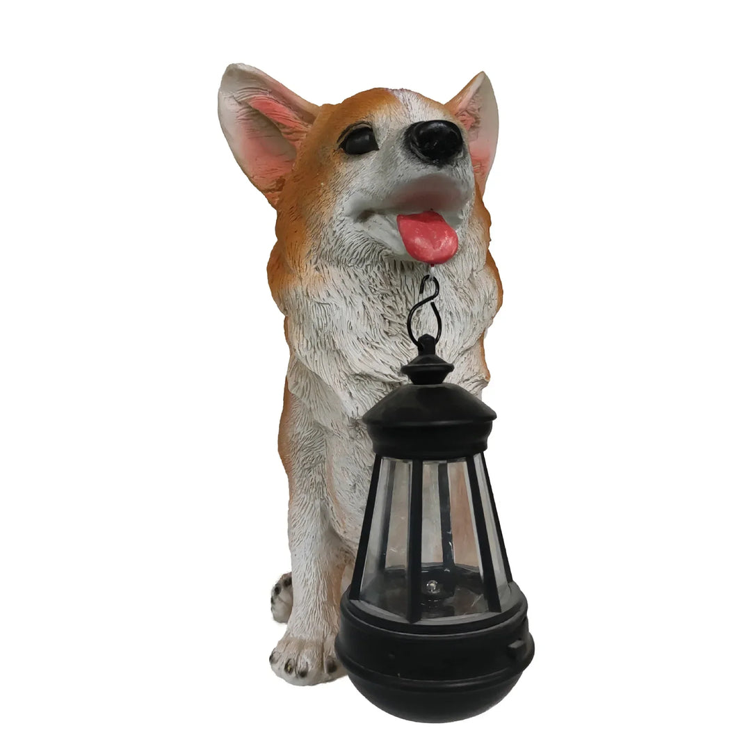Solcel-drevet utendørs harpiks hundestatue lampe | Skanto