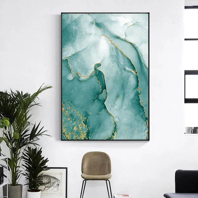 Moderne abstrakte akvatisk flytende marmortrykk veggkunst fine art lerretstrykk bilder for stue spisestue hjemmekontor dekor | Skanto