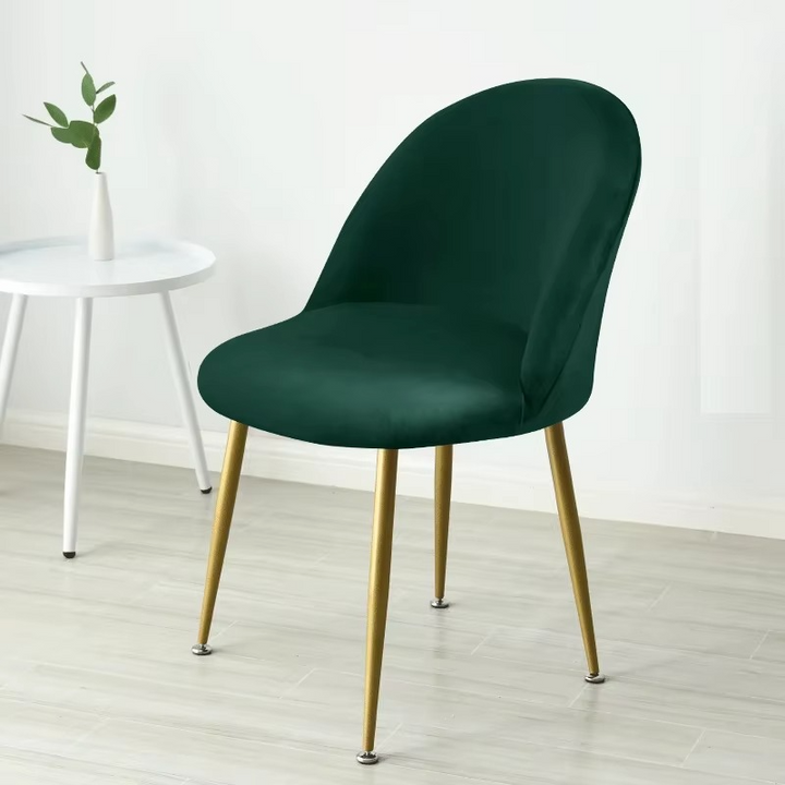Elastische Samt-Stuhlhussen – Stretch-Stuhlhussen mit niedriger Rückenlehne für Ess- und Schminkstühle