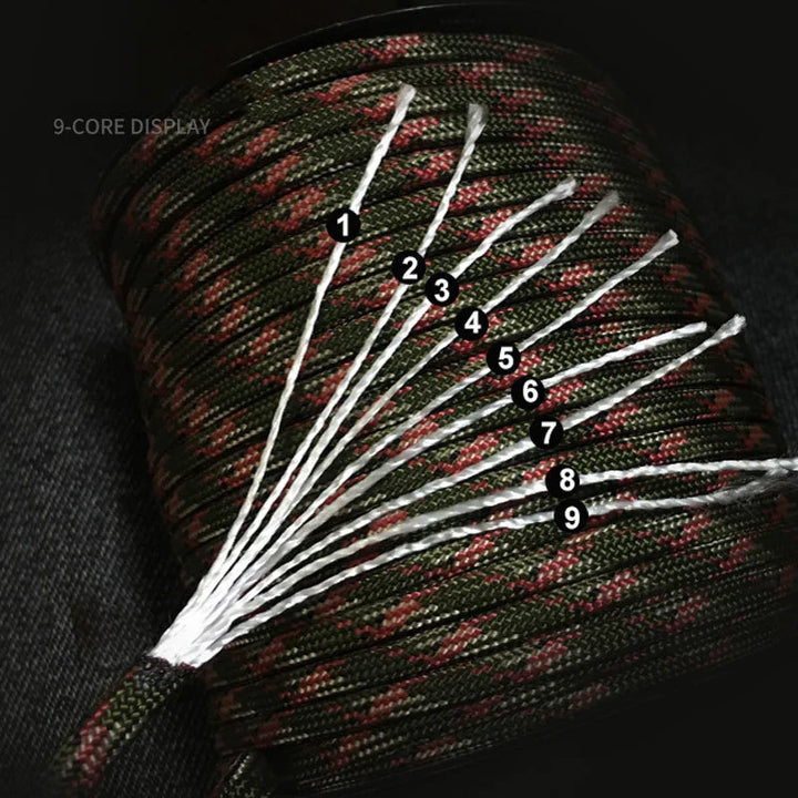 Skanto | 550 Militærstandard Paracord Seil: 100m 4mm Utendørs overlevelsesutstyr for fallskjerm, telt, lanyard, belte - 9-kjerne snor for camping & nødsituasjoner