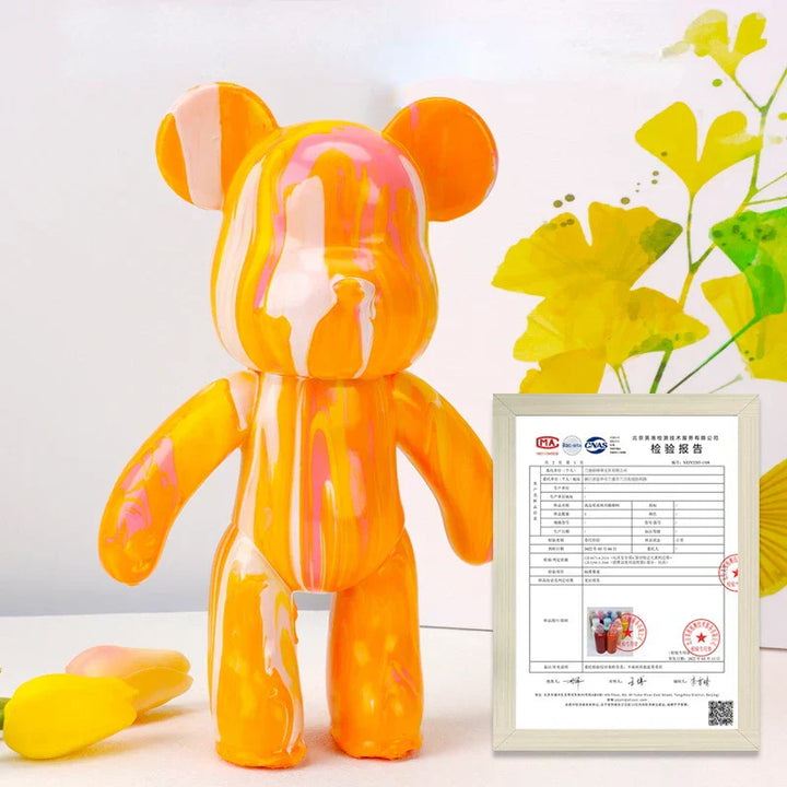 Skanto | Graffiti Malt Fluide Voldsom Bamse Hvit Kropp Ornamenter DIY Håndlaget Personlig Modell Hjemme Skrivebordsdekorasjon Tilbehør Ny