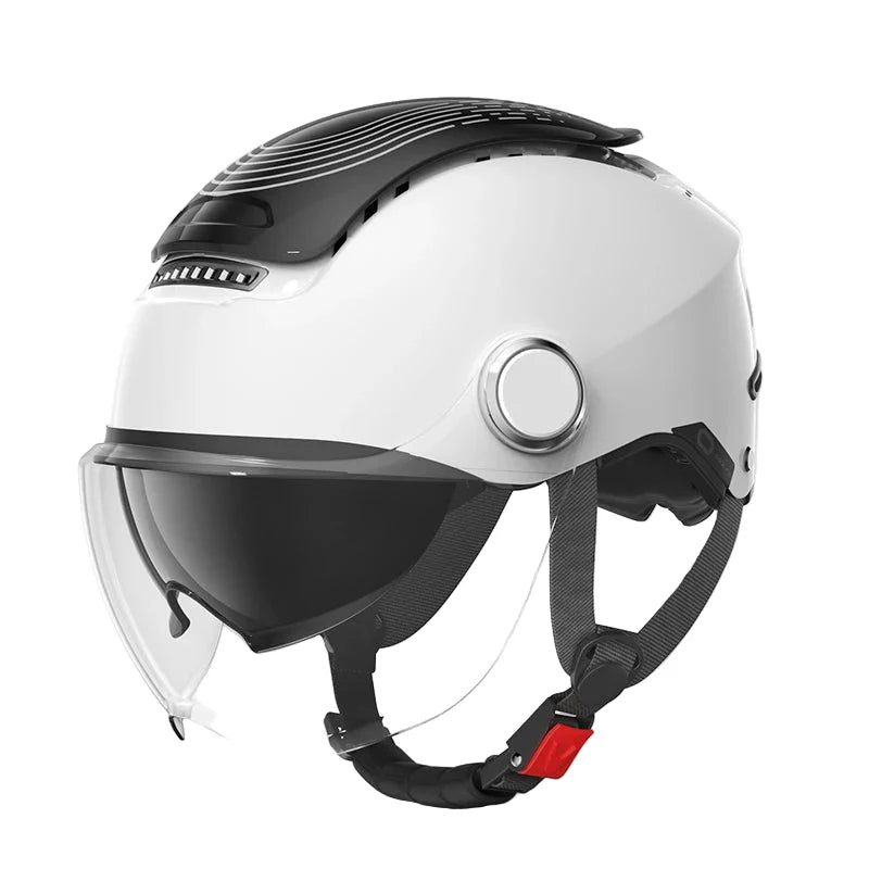 Skanto | Åpen ansikts motorsykkelhjelm med doble linser og pustende sommerdesign – RiderMax