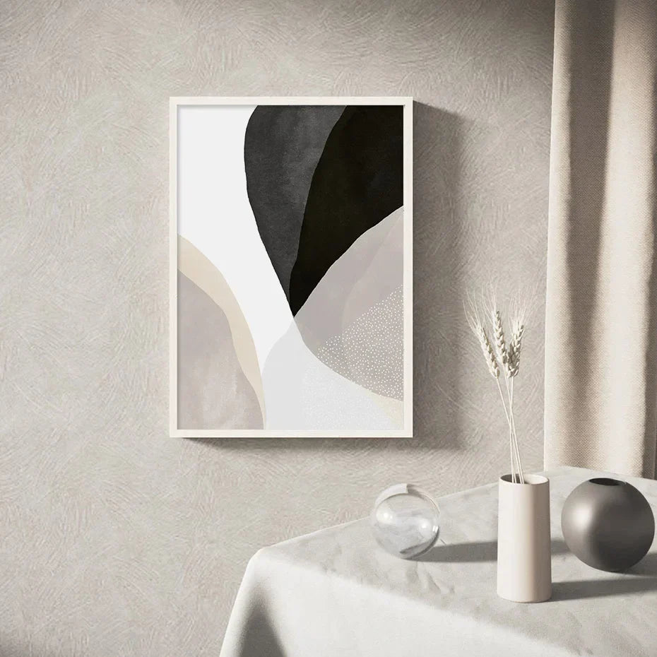 Svart Hvit Grå Minimalistisk Abstrakt Veggkunst Fine Art Lerretsbilder Nøytrale Farger Bilder For Stue Soverom Hjemmekontor Dekor | Skanto