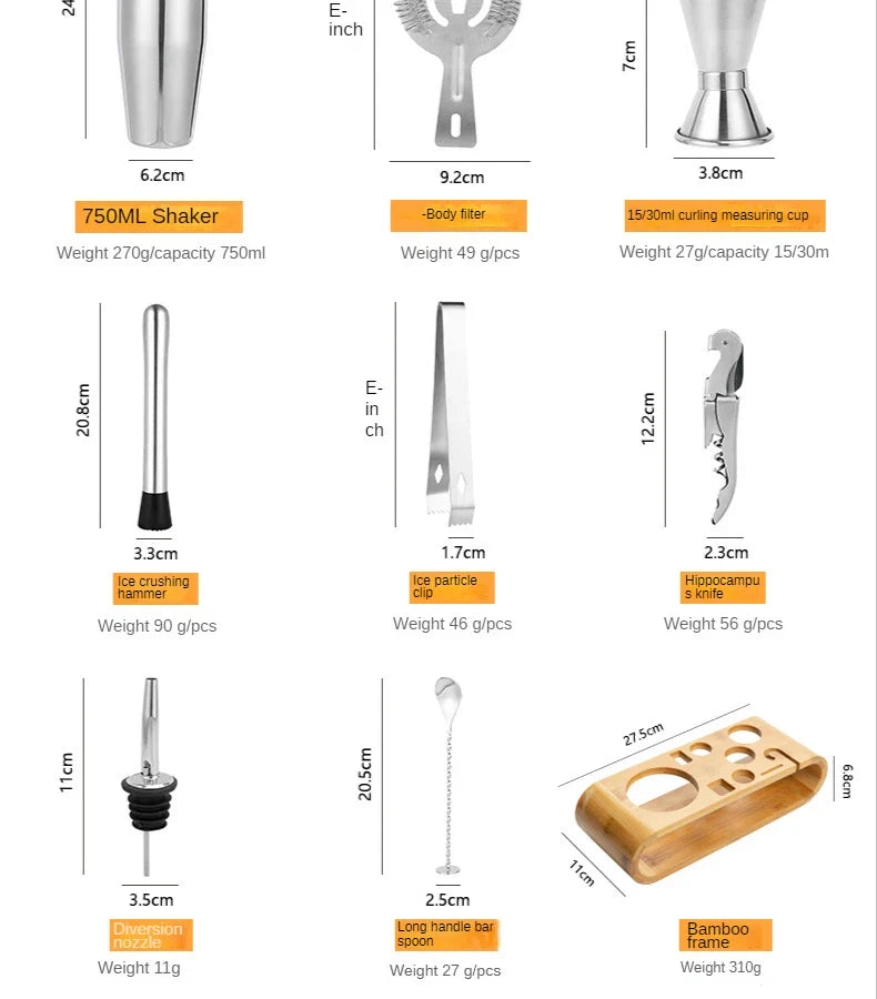 Skanto Metal Bar Set | Elegant Cocktail og Bartender Set | Perfekte Drinker Enkle å Lage