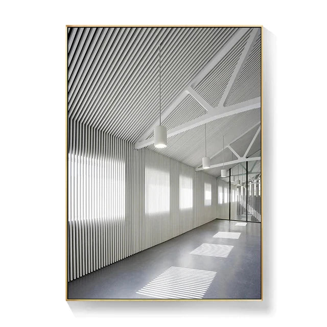 Svart Hvit Arkitektoniske Interiør Veggkunst Fine Art Lerret Utskrifter Utskriftsbilder For Moderne Loft Stue Hjemme Kontor Innredning | Skanto