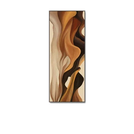 Moderne abstrakte nyanser av brun beige vert format veggkunst fine art lerret utskrifter bilder for foyer stue gang nordisk hjemdecor | Skanto