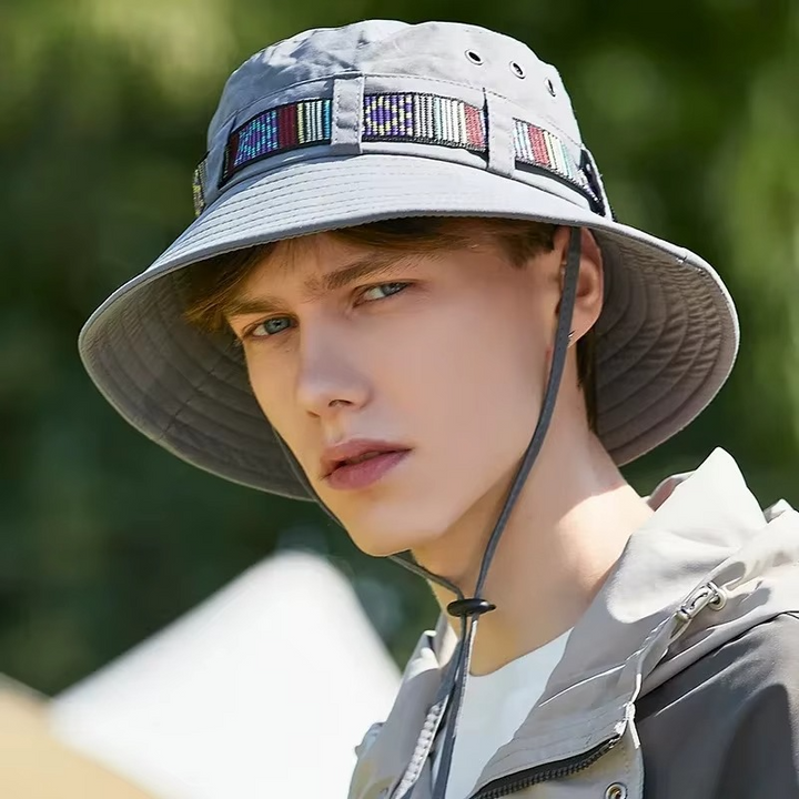 Skanto | Stripete Boho-stil Sommer Solhatt - Unisex Bred Skjerm Utendørs Caps