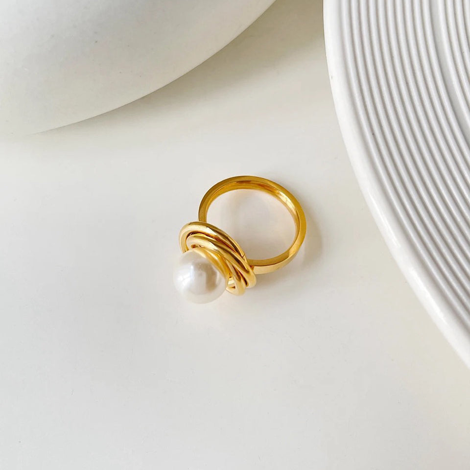 Skanto | 18k Klassisk Utsagn Dual Disc Perle Ring