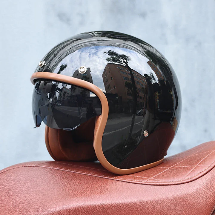 Frendorf | Retro Motorsykkel Hjelm 3/4 Åpen Ansikt – Valor