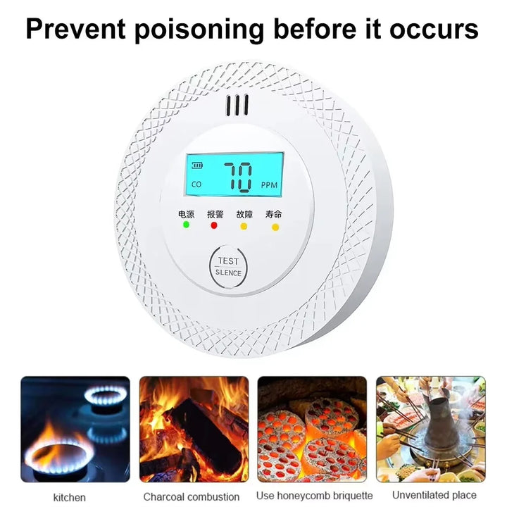 VeiligWoon CO og Røykvarsler – Trådløs med LCD-skjerm og Alarm | Skanto