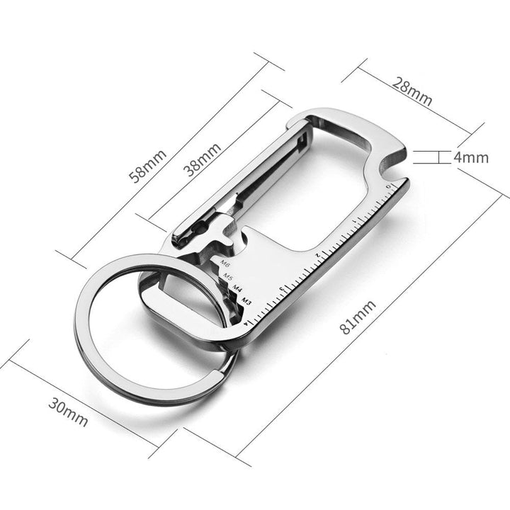 Skanto | Rustfritt stål EDC Multi Tool Flaskeåpner Nøkkelring