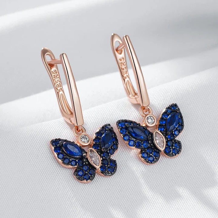 Skanto | Delikat Blå Diamant Sommerfugl Øredobber
