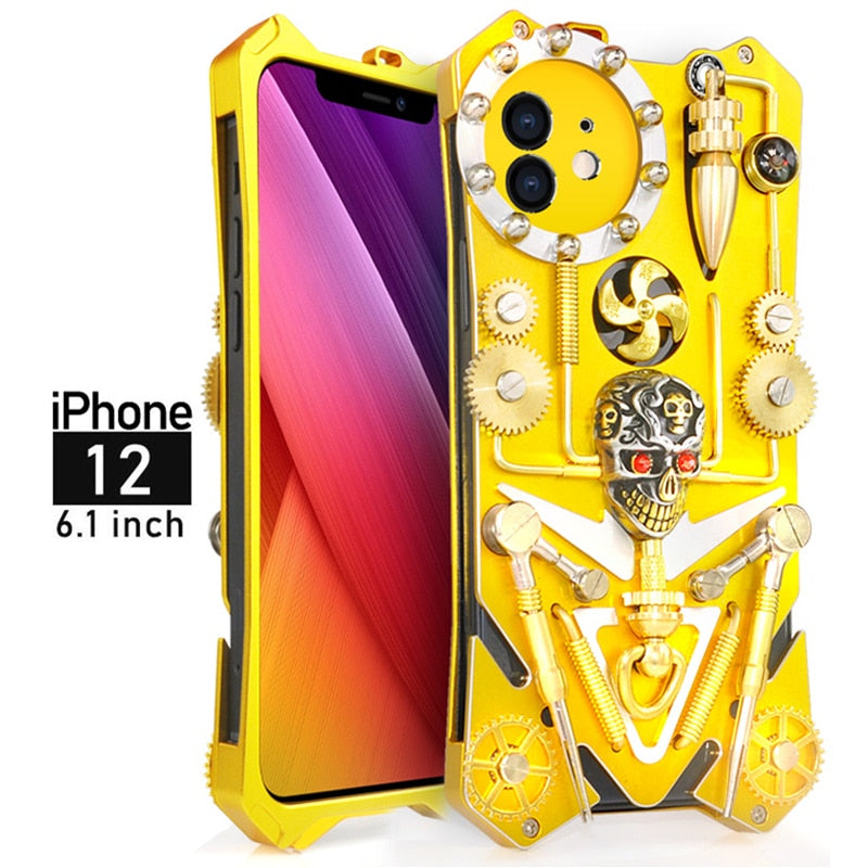 Skanto | Mekanisk Dødskalle Cyberpunk Stil iPhone Deksel