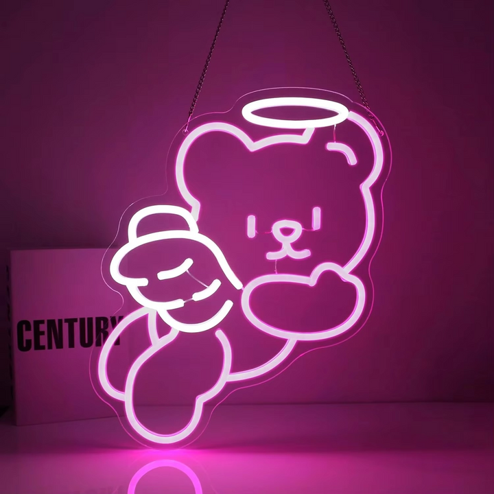 Skanto | Sjarmerende Bjørn Neonlys med Dimmer - USB Drevet Veggdekor