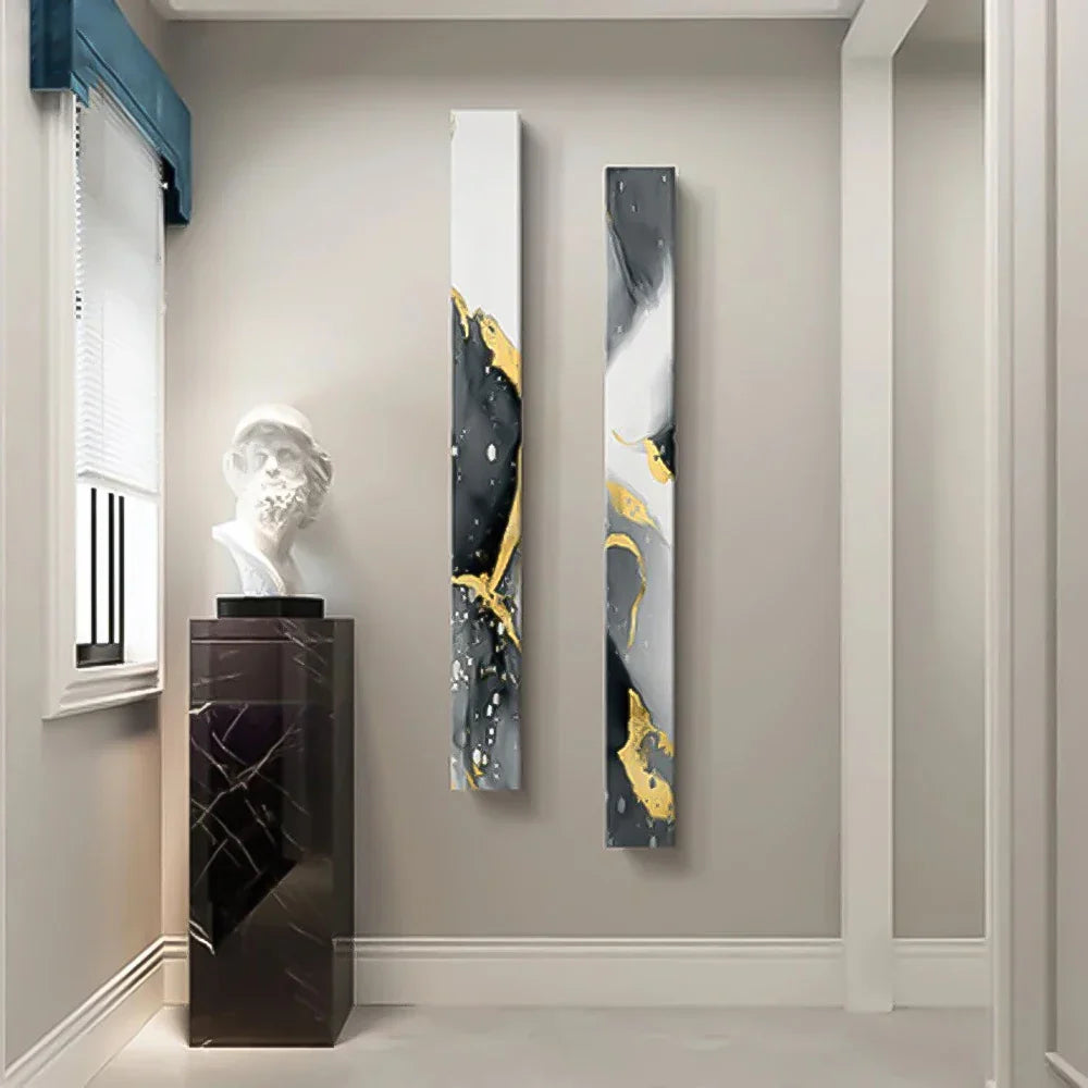 Abstrakt Grå Flytende Marmor Veggkunst Fine Art Lerretstrykk Høy Vertikal Slank Format Bilder For Moderne Loft Leilighet Stue Kontorinnredning | Skanto