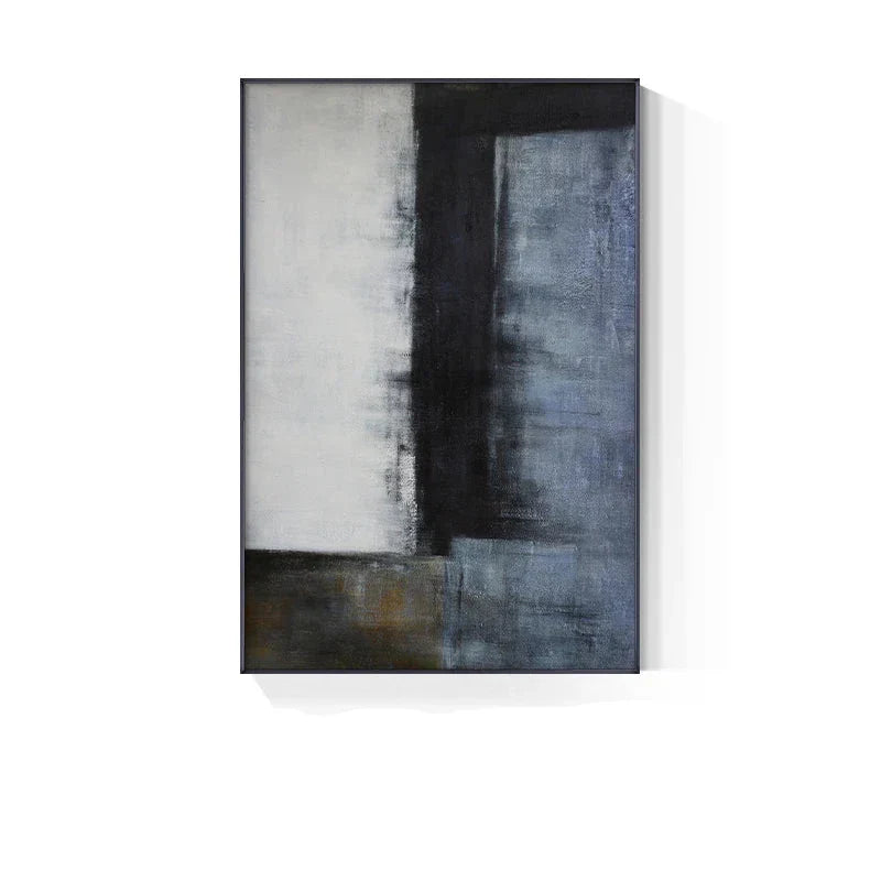 Blå-grå industri abstrakt veggkunst fine kunst lerrettrykk moderne kunst for moderne stue spisestue hjemme-kontor foyer kunst dekor | Skanto