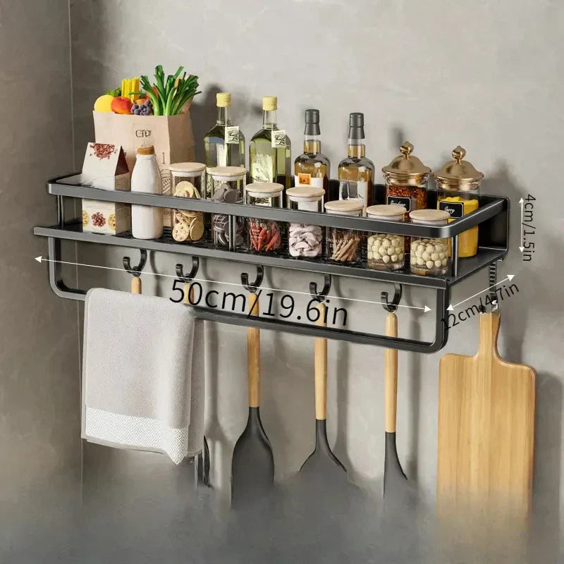 Vegghengt Kjøkkenregale – Plassbesparende og Stilig Aluminium Rack for Kjøkkenutstyr | Skanto