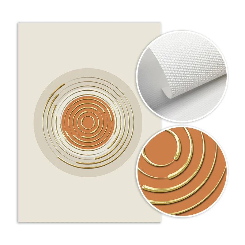 Abstrakt Geometrisk Taupe Terracotta Landskap Sol Måne Veggkunst Fine Art Lerret Trykk Bilder For Stue Soverom Kunstdecor | Skanto