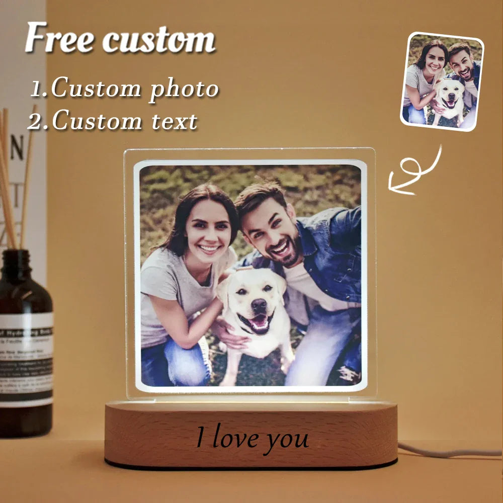 Skanto | Personlig 3D-foto-lampe: Individuell foto og tekst nattlys - Ideell for Valentinsdag, bryllup, jubileum, bursdagsgaver