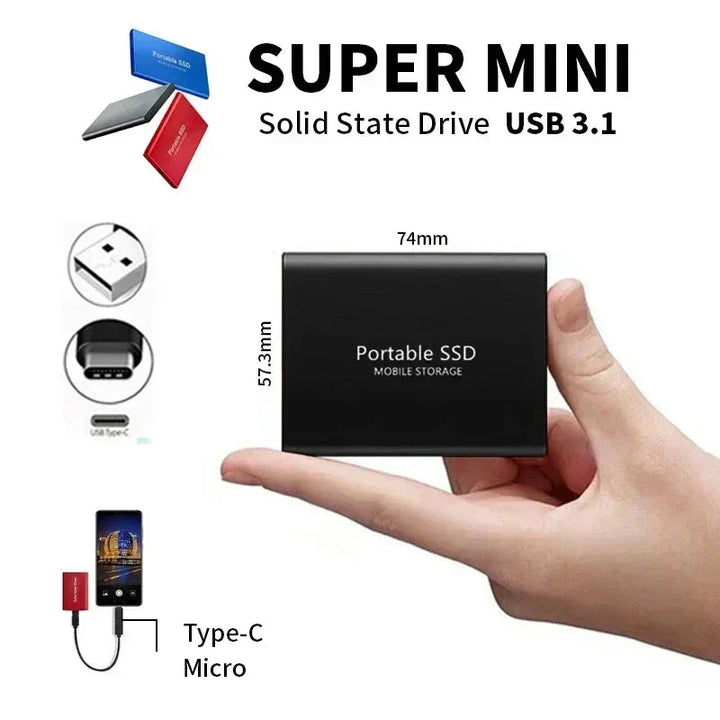 Skanto | TEKNOLOGI | Superrask ekstern SSD 2TB | Mini SSD | Høghastighetslagring for bærbar og PC