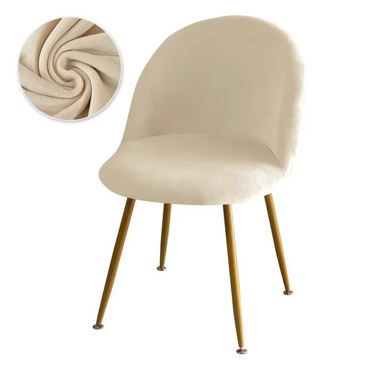 Elastische Samt-Stuhlhussen – Stretch-Stuhlhussen mit niedriger Rückenlehne für Ess- und Schminkstühle
