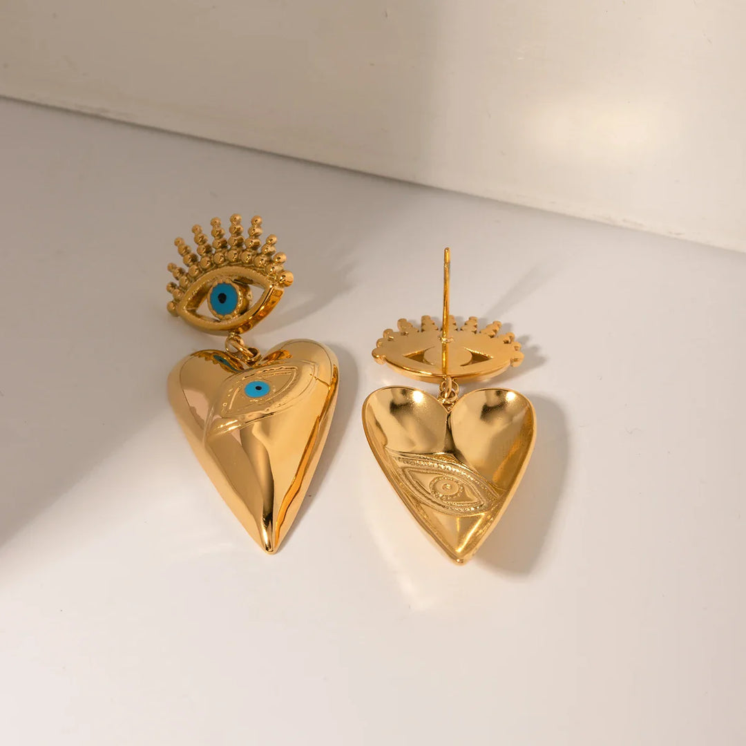 Skanto | 18k Ondt Øye Hjerte Dangle Øredobber