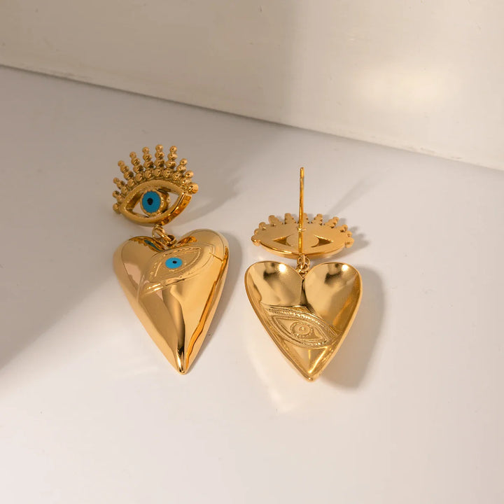 Skanto | 18k Ondt Øye Hjerte Dangle Øredobber