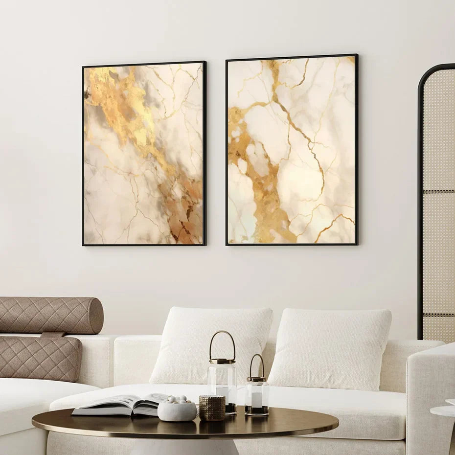 Moderne Svart Beige Gylden Flytende Marmor Utskrift Abstrakt Veggkunst Fine Art Lerret Utskrifter Bilder For Stue Soverom Innredning | Skanto