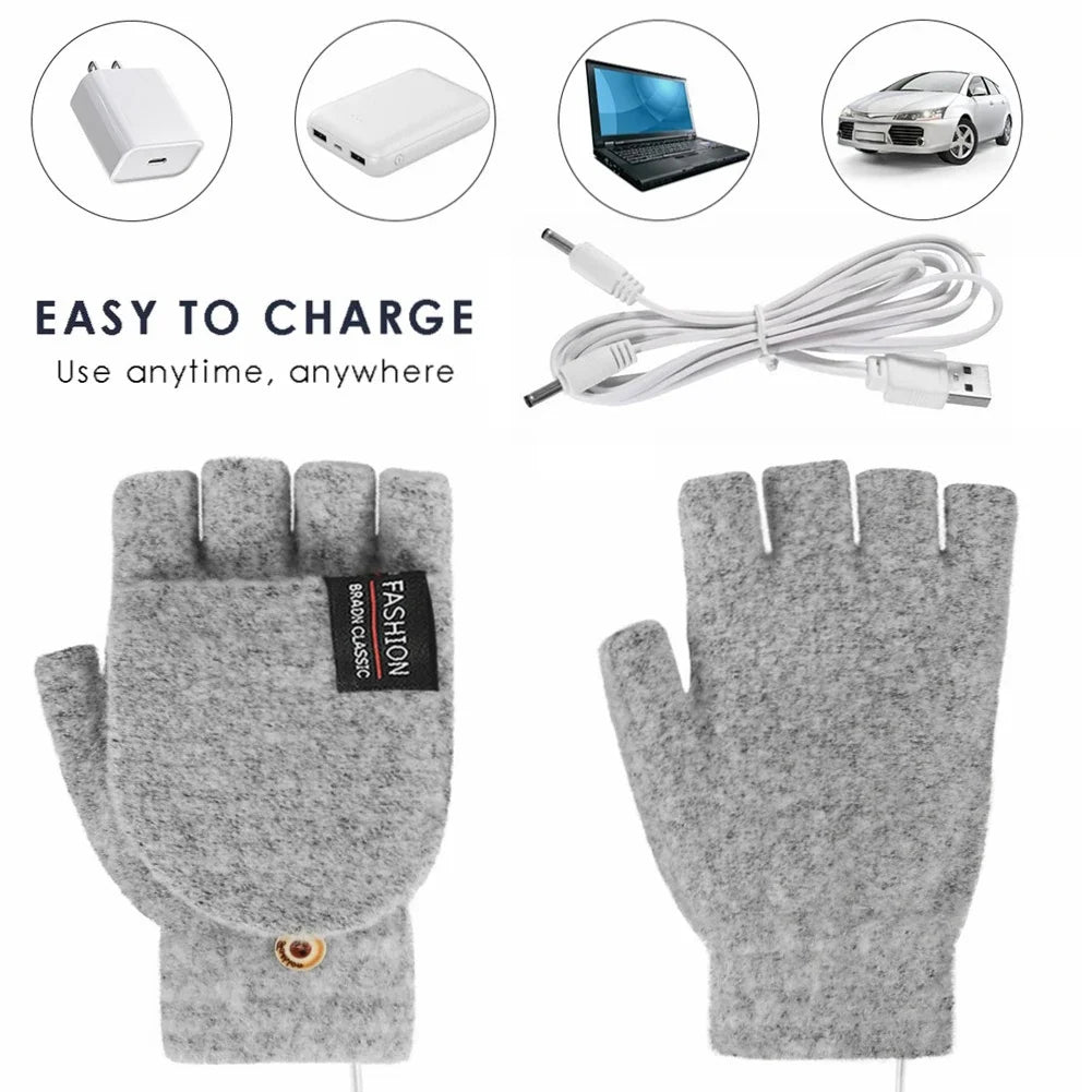 Skanto | ThermoLoom USB oppvarmingshansker | 3 varmenivåer | Myk strikket materiale | Unisex én størrelse