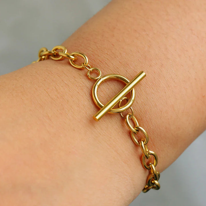 Skanto | Elegant papirklips sirkel bar lås armbånd