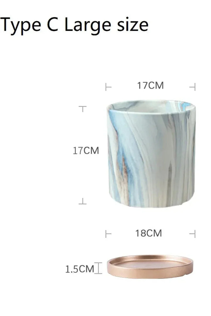 Skanto | Marmor Gullblad Plantepotte Sett