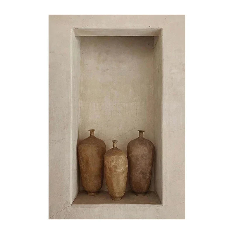 Nøytrale Farger Terracotta Stillebend Vase Veggkunst Finkunst Lerretstrykk Plakat Arkitektoniske Bilder For Moderne Stue Soverom Hjem Deko | Skanto