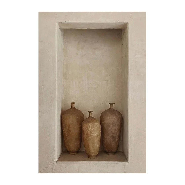 Nøytrale Farger Terracotta Stillebend Vase Veggkunst Finkunst Lerretstrykk Plakat Arkitektoniske Bilder For Moderne Stue Soverom Hjem Deko | Skanto