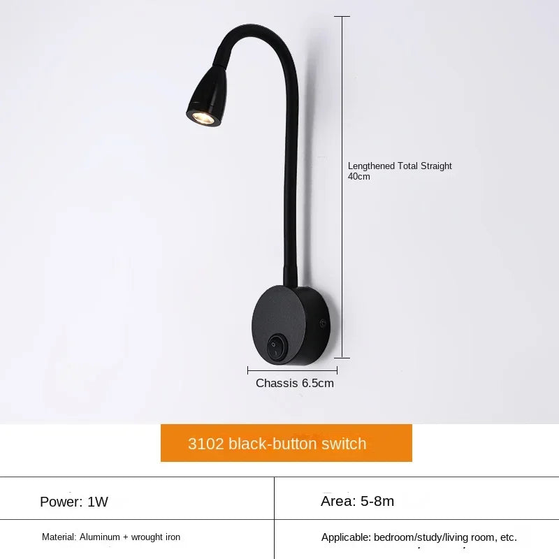 Skanto | Allsidig LED Vegglampe: Moderne, Fleksibel, Perfekt for Lesing i Sengen