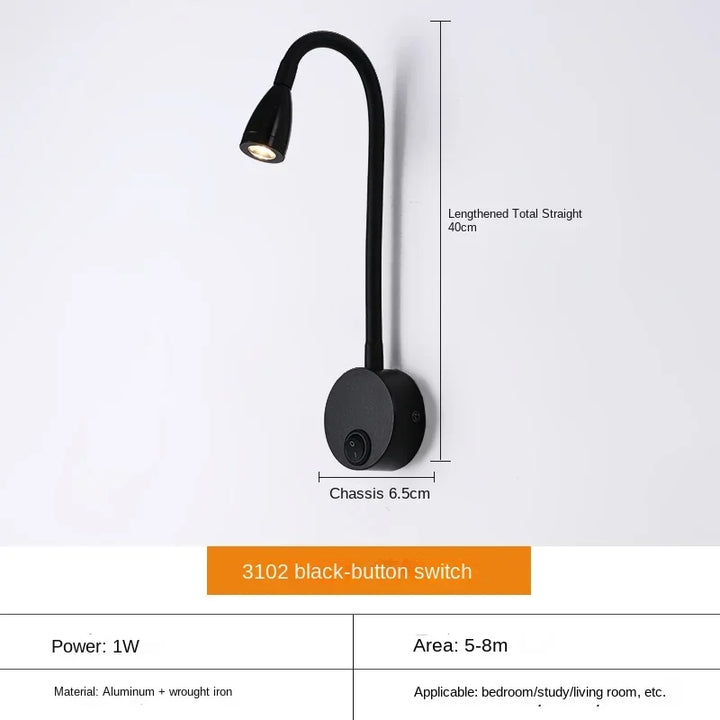 Skanto | Allsidig LED Vegglampe: Moderne, Fleksibel, Perfekt for Lesing i Sengen