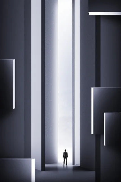 Moderne Geometriske Arkitektoniske Landskaps Veggkunst Fine Art Lerret Utskrifter Bilder For Studio Hjemme Kontor Entré Inspirerende Kunst Dekor | Skanto