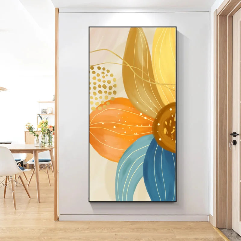 Stort Blomsterfarger Abstrakt Veggkunst Fine Art Lerret Utskrifter Oransje Gul Petal Blomster Plakater Bilder For Stue Hjem Dekor | Skanto