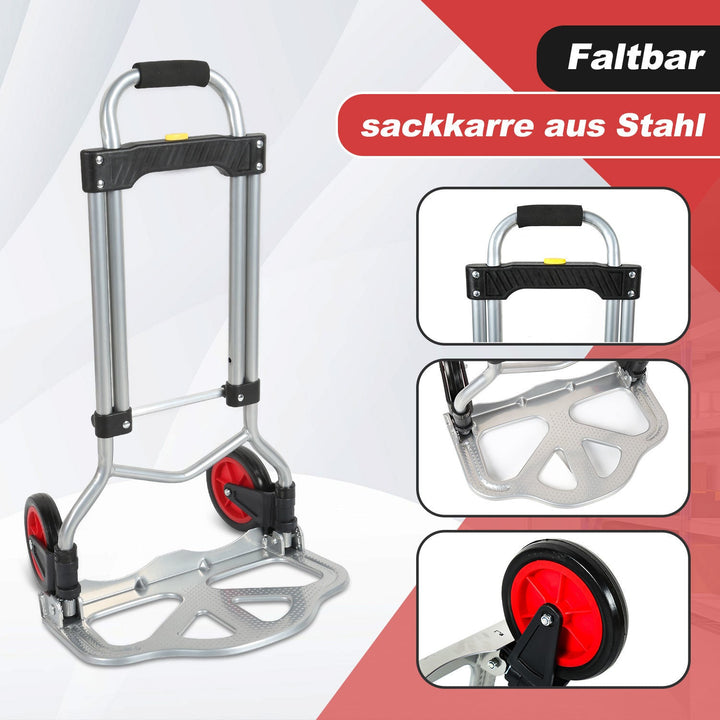 Sekkevogn Sammenleggbar transportvogn 60 kg Lastkapasitets | Skanto