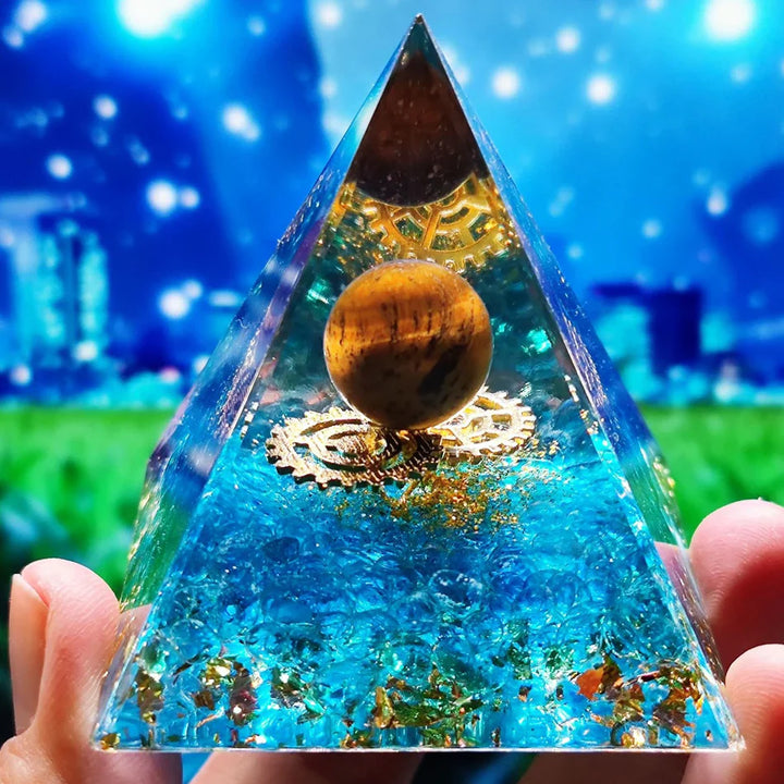 Skanto | Orgonitt-pyramide helbredelse krystaller energigenerator med ametyst pendel - Reiki chakra meditasjonsverktøy og romdekor