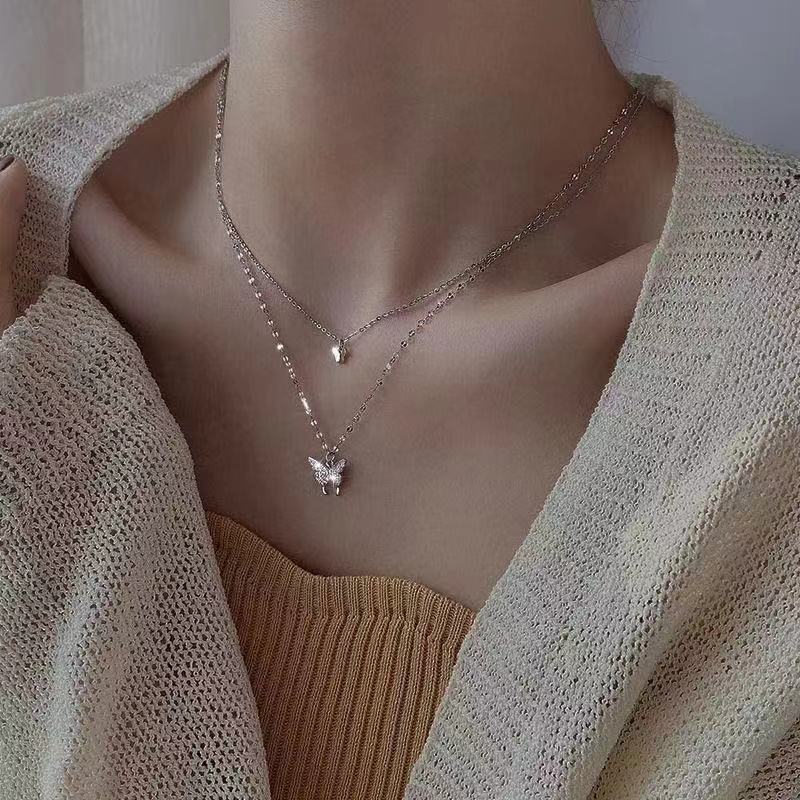 Skanto | Drømmende Vinger Sølv Dobbel Lag Halskjede