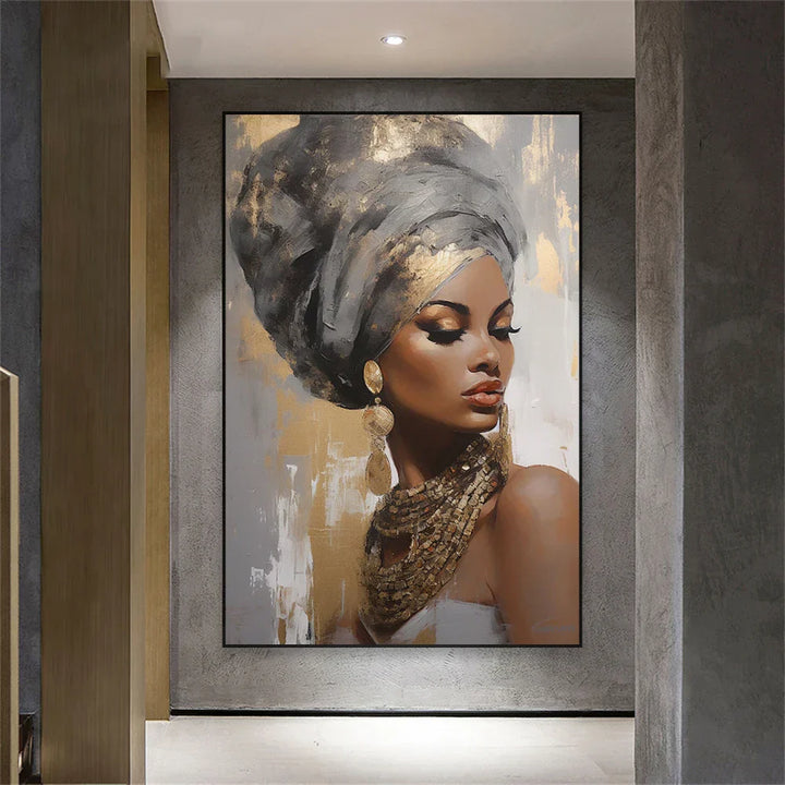 Golden Girl Fashion Veggkunst Fine Art Lerret Utskrifter Moderne Abstrakt Portrettbilder For Stue Soverom Boutique Salong Kunst Decor | Skanto