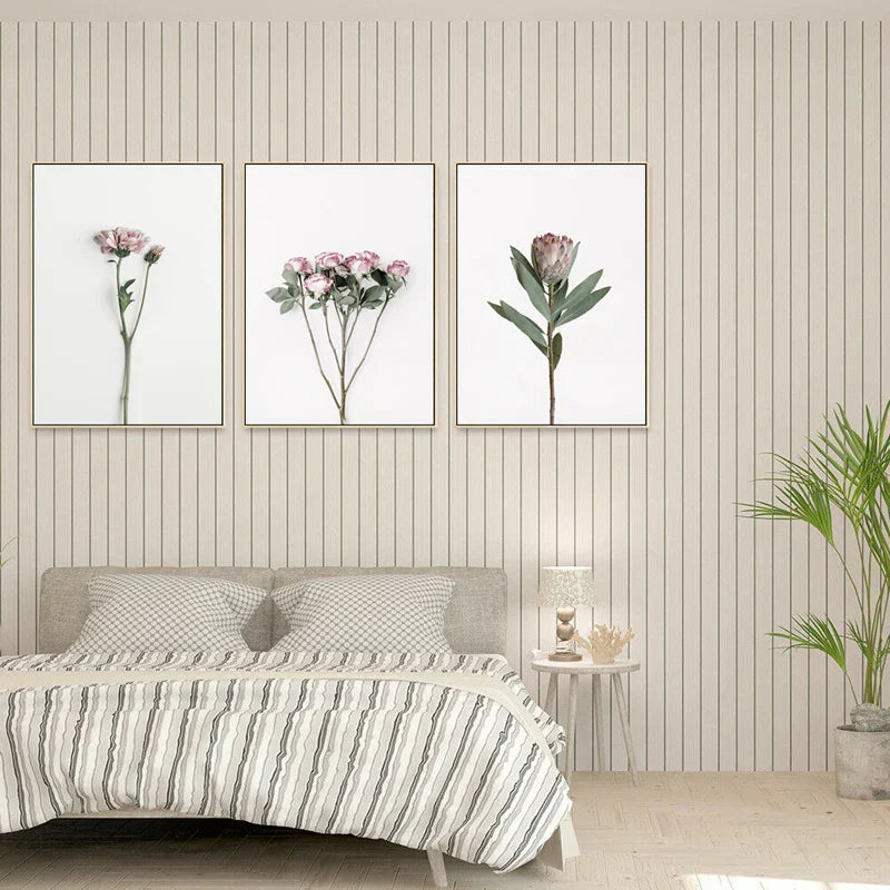 Minimalist Rosa Blomster Botanisk Veggkunst Fine Art Lerretsutskrifter Plakater Elegante Bilder For Nordisk Stue Spiserom Soverom Kunst Dekor | Skanto